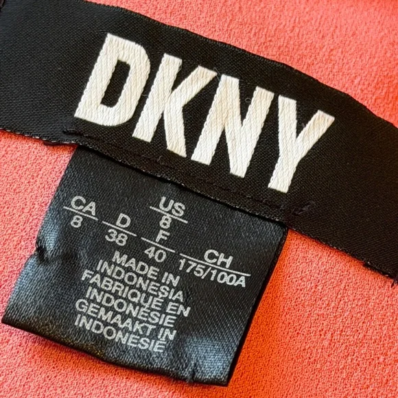 DKNY Blush Coral Pink Faux Wrap Midi Dress Sz 8 - Picture 5 of 8